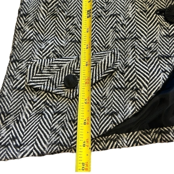 J’ENVIE NEW YORK 100% HERRINGBONE WOOL 3/4 SLV BLACK WHITE LINED BLAZER, SIZE 10 - Picture 6 of 11